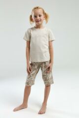 Arnetta 3301 Garson Nature Lover Kız Çocuk Bisiklet Yaka Kısa Kol Kapri Pijama Takım