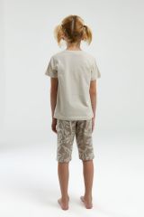 Arnetta 3301 Garson Nature Lover Kız Çocuk Bisiklet Yaka Kısa Kol Kapri Pijama Takım
