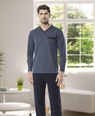 KLY 6121 Erkek V Yaka Pijama Takımı
