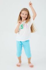 U.S. Polo Assn. 1401 Kız Çocuk Yarım Kollu Kapri Pijama Takım