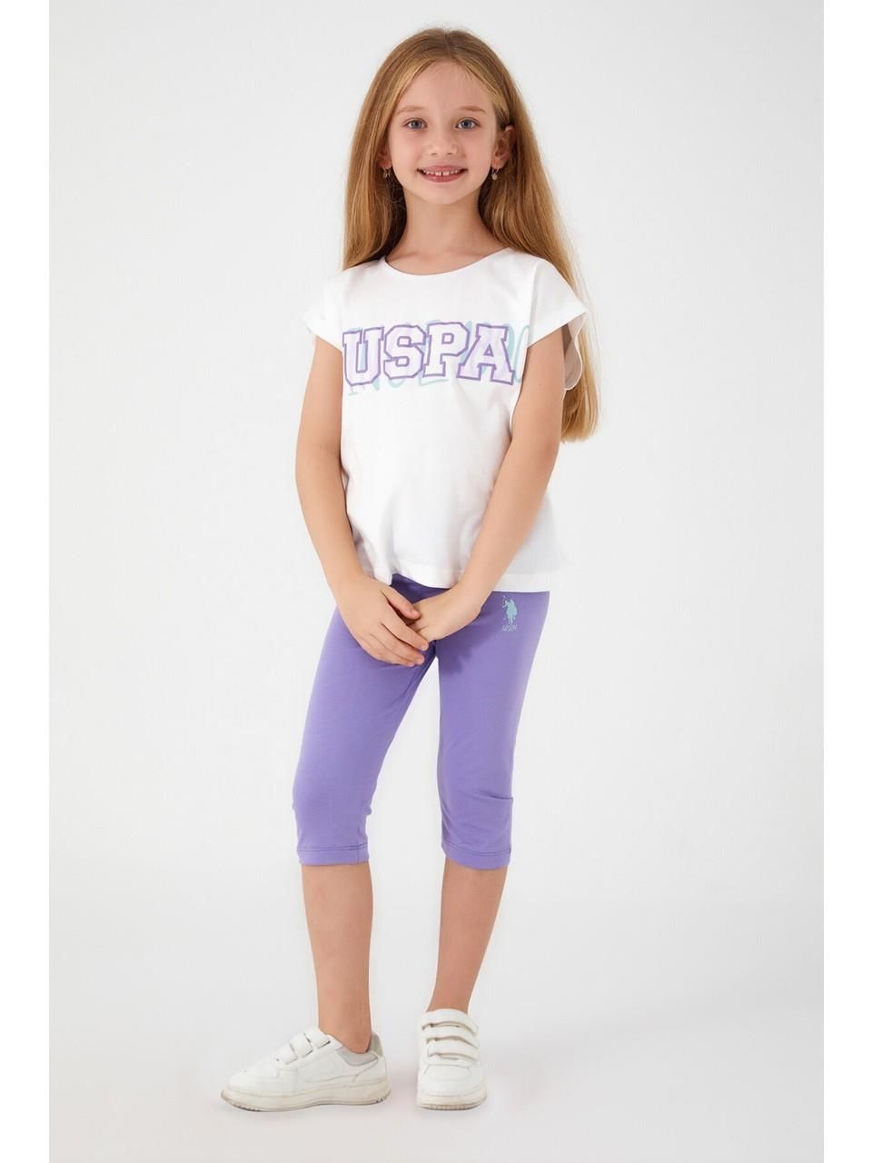 U.S. Polo Assn.1424 Kız Çocuk Tiny Sea Kapri Pijama Takım