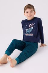 Arnetta 3165 Noel Garson Winter Erkek Çocuk Lacivert Uzun Kol Pijama Takım
