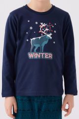 Arnetta 3165 Noel Garson Winter Erkek Çocuk Lacivert Uzun Kol Pijama Takım