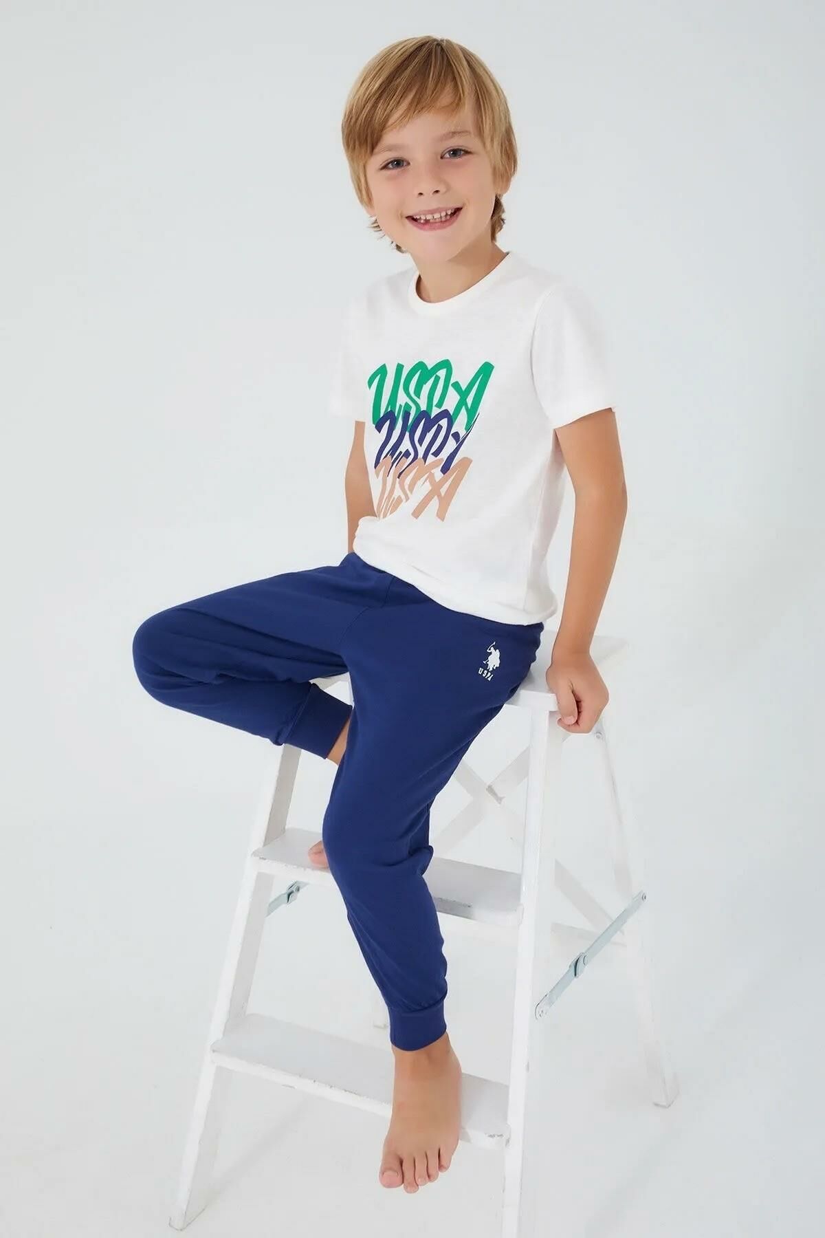 U.s. Polo Assn. 1315 Erkek Çocuk Writing Kısa Kol Pijama Takım