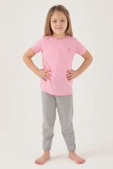 U.S. Polo Assn. 1449 Kız Çocuk Light Cute Pembe Kısa Kol Pijama Takım