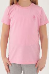 U.S. Polo Assn. 1449 Kız Çocuk Light Cute Pembe Kısa Kol Pijama Takım