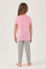 U.S. Polo Assn. 1449 Kız Çocuk Light Cute Pembe Kısa Kol Pijama Takım