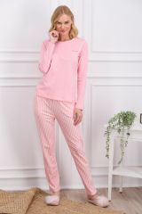Pierre Cardin 8766 Çizgili Kadın Pijama Takımı Pembe - XL