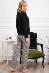 Pierre Cardin 8766 Çizgili Kadın Pijama Takımı Siyah - L