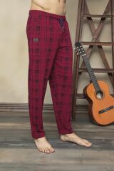 KLY 152 Battal Tek Alt Likralı Ekoseli Çok Rahat Pijama Alt