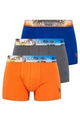 U.S. Polo Assn 80434 Erkek Saks Antrasit Turuncu 3 Lü Boxer