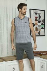 KLY 7508 Erkek Sıfır Kol Kapri Pijama Takım