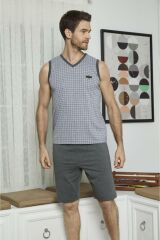 KLY 7508 Erkek Sıfır Kol Kapri Pijama Takım