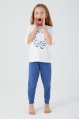 Roly Poly 3091 Garson Dolphin Detailed Krem Kız Çocuk Kısa Kol Pijama Takım