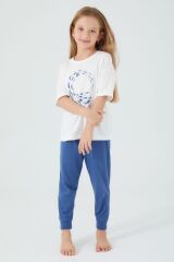 Roly Poly 3091 Garson Dolphin Detailed Krem Kız Çocuk Kısa Kol Pijama Takım