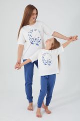 Roly Poly 3091 Garson Dolphin Detailed Krem Kız Çocuk Kısa Kol Pijama Takım