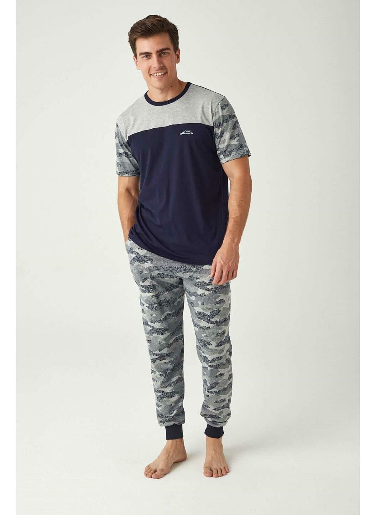 Mod Collection 3428 Kamuflaj Baskılı Erkek Pijama Takım