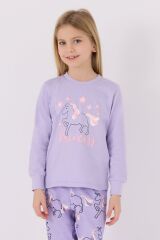 Roly Poly 3477 Princess Kız Çocuk Lila Uzun Kol Pijama Takım