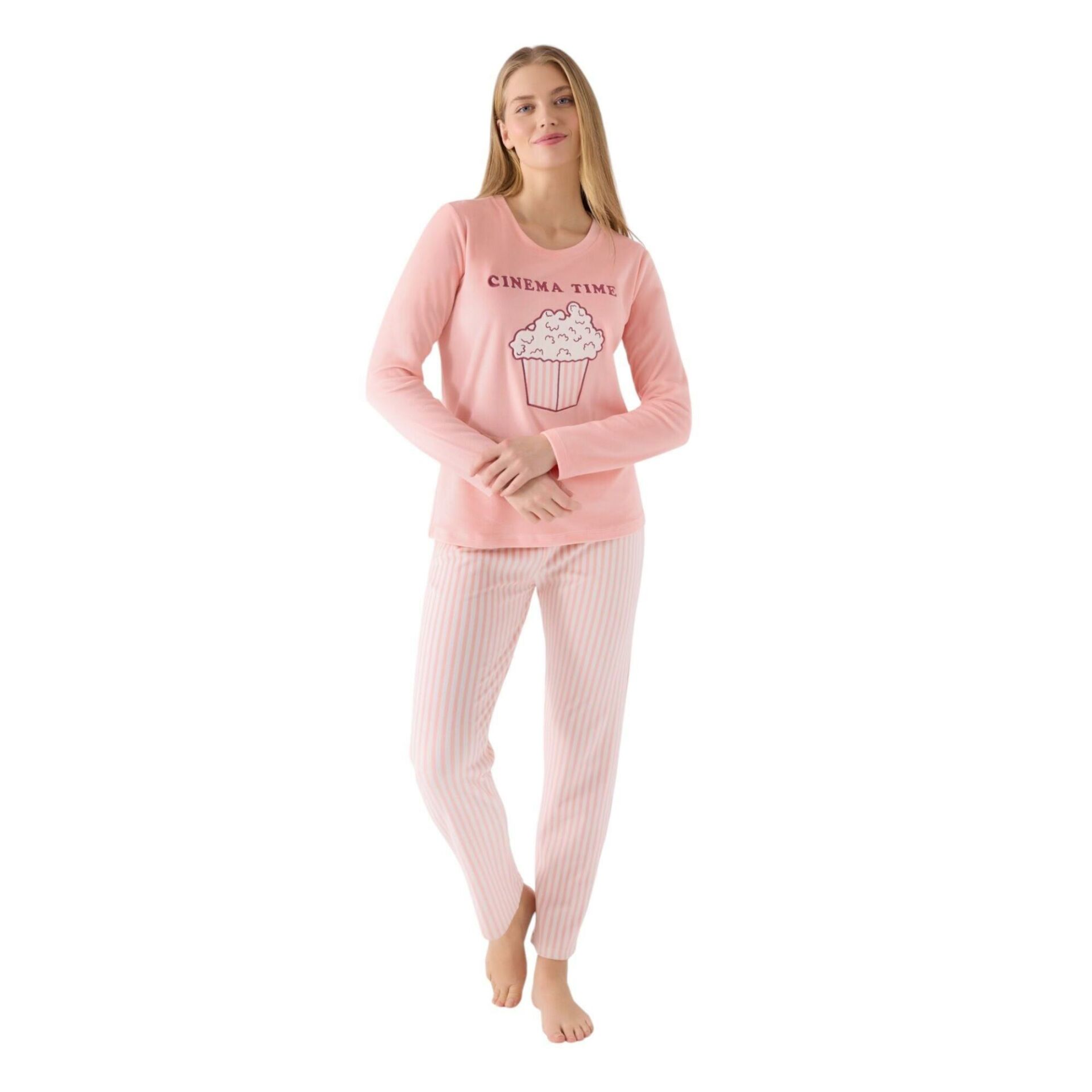 Roly Poly Kadın Pop Corn Cınema Time Uzun Kollu Pijama Takım