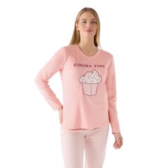 Roly Poly Kadın Pop Corn Cınema Time Uzun Kollu Pijama Takım