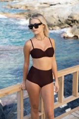 Gd Goldoremi 2529-950 Kadın Drapeli Kaplı Straplez Bikini Yüksel Bel Takım