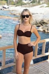 Gd Goldoremi 2529-950 Kadın Drapeli Kaplı Straplez Bikini Yüksel Bel Takım
