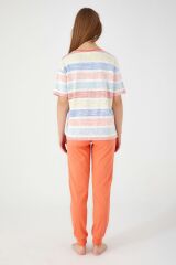 Roly Poly 3097 Sloping Krem Kadın Kısa Kol Pijama Takım