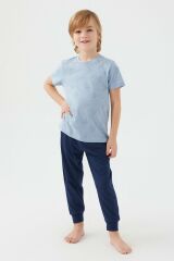 Arnetta 2504 Garson Parrot Erkek Çocuk Kısa Kol Pijama Takım Mavi - 9-10