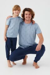 Arnetta 2504 Garson Parrot Erkek Çocuk Kısa Kol Pijama Takım Mavi - 9-10