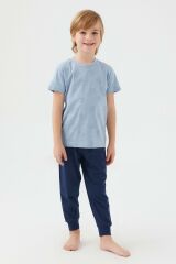 Arnetta 2504 Garson Parrot Erkek Çocuk Kısa Kol Pijama Takım Mavi - 9-10