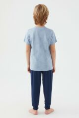 Arnetta 2504 Garson Parrot Erkek Çocuk Kısa Kol Pijama Takım Mavi - 9-10