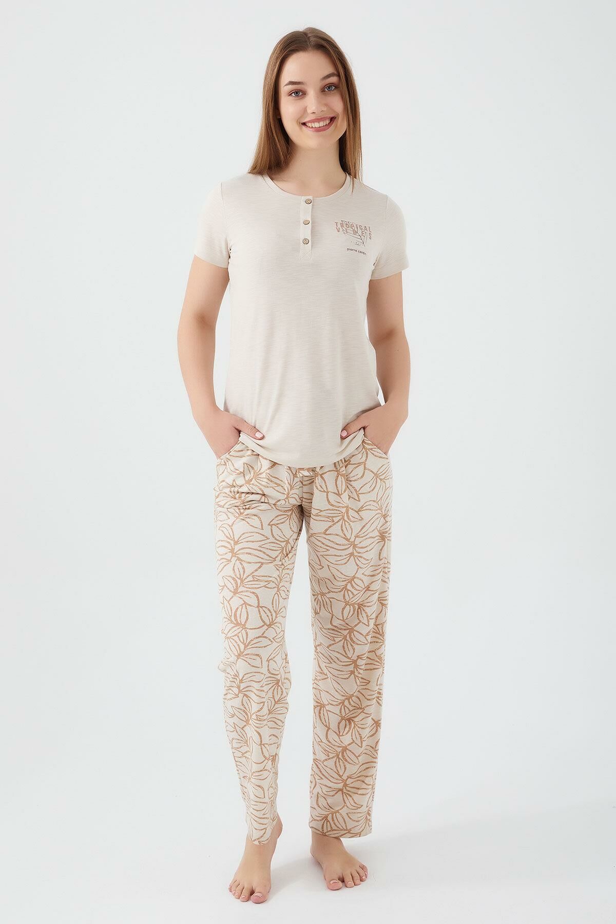 Pierre Cardin 8521 Tropical Vibes Kadın Kısa Kol Pijama Takım