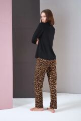Pjs 26004 Kadın Uzun Kol Leopar Desenli Pijama Takım