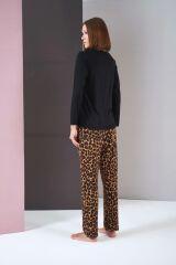 Pjs 26004 Kadın Uzun Kol Leopar Desenli Pijama Takım