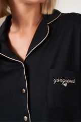 Pjs 26035 Gorgeous Kadın Düğmeli Biyeli Cepli Uzun Kol Pijama Takım
