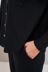 Pjs 26035 Gorgeous Kadın Düğmeli Biyeli Cepli Uzun Kol Pijama Takım
