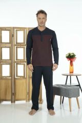 Estiva 24272 Erkek Düğmeli Uzun Kollu Yazlık Penye Pijama Takımı