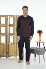 Estiva 24272 Erkek Düğmeli Uzun Kollu Yazlık Penye Pijama Takımı