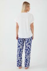 Pierre Cardin 8566 Natural Botanicals Beyaz Kadın Kısa Kol Pijama Takım