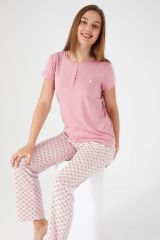 Pierre Cardin 8619 Flowering Pink Kadın Kısa Kol Pijama Takım