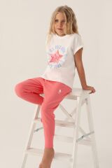 U.S. Polo Assn. 1838 Lisanslı Starry Krem Kız Çocuk Pijama Takımı
