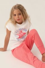 U.S. Polo Assn. 1838 Lisanslı Starry Krem Kız Çocuk Pijama Takımı