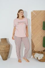 Estiva 24071 Büyük Beden Kadın Kısa Kol Pijama Takımı