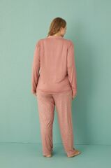 Gd Goldoremi 50851-9 Büyük Beden Kadın Puantiyeli Önden Düğmeli Pijama Takım