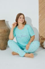 Estiva 24072 Büyük Beden Kadın Kısa Kollu Pijama Takım
