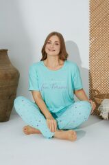Estiva 24072 Büyük Beden Kadın Kısa Kollu Pijama Takım