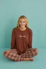 Gd Goldoremi 50902-53 Kadın Sleep Mode Ekose Uzun Kollu Pijama Takım