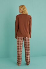 Gd Goldoremi 50902-53 Kadın Sleep Mode Ekose Uzun Kollu Pijama Takım