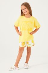 Roly Poly 3086 Garson Fruit Pattern Açık Yeşil Kız Çocuk Şort Takım