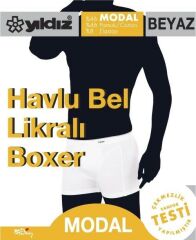 Yıldız 405 Beyaz Havlu Bel Modal Likralı Boxer